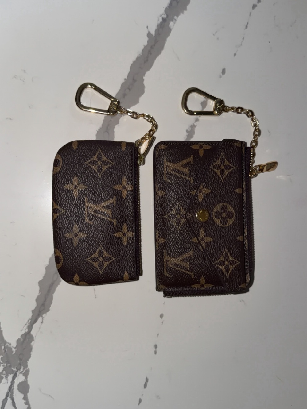 Brown Key Pouch Wallet with Gold Chain
